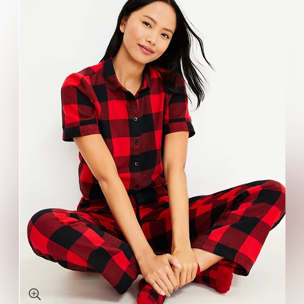 LOFT NWT Buffalo Plaid Pajama SET Top and Pants